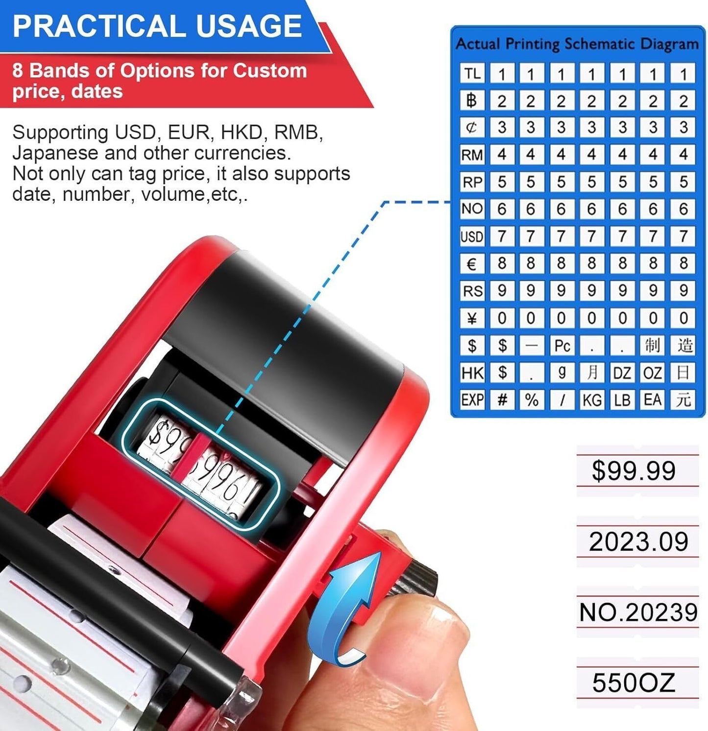 Pricing Tag Gun Red Price Label -11 Label Rolls Stickers-Spare Ink Supermarket