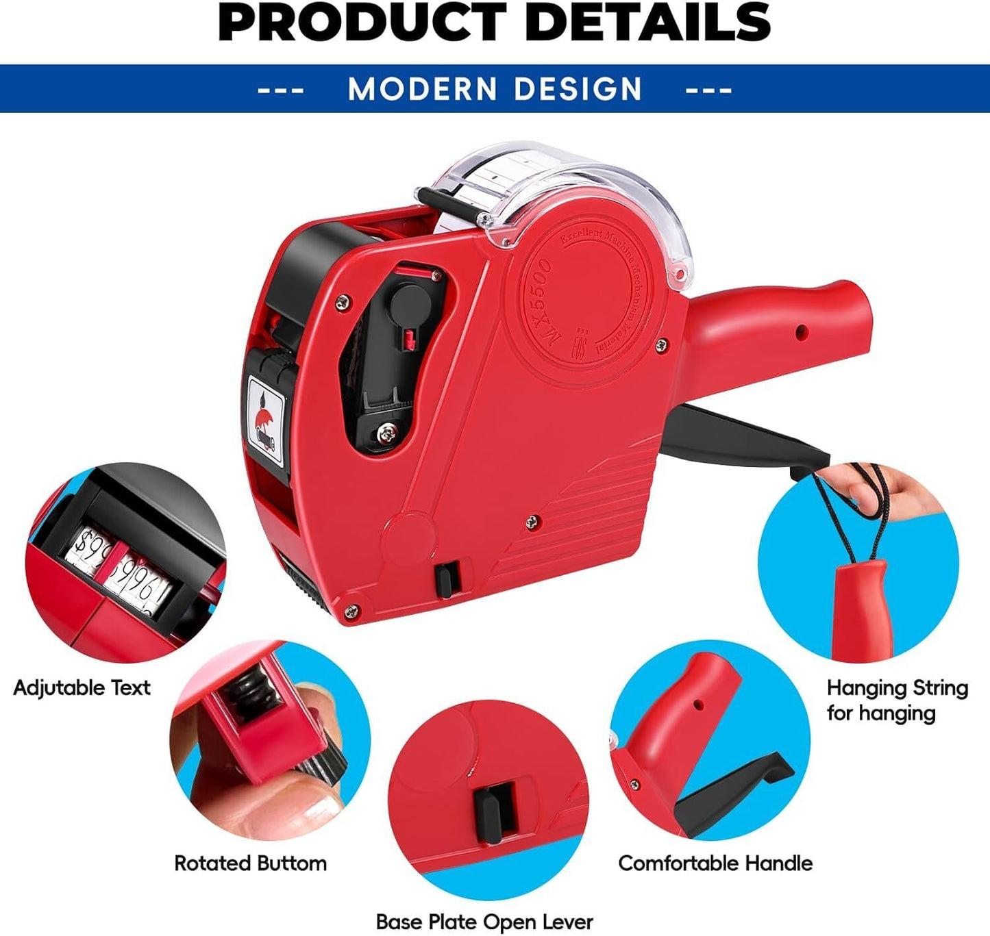 Pricing Tag Gun Red Price Label -11 Label Rolls Stickers-Spare Ink Supermarket